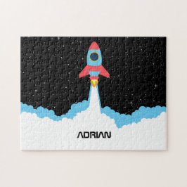 Raketenstart im Weltraum-Individuelle Name Puzzle