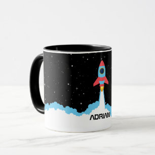 Raketenstart im Weltraum-Individuelle Name Tasse