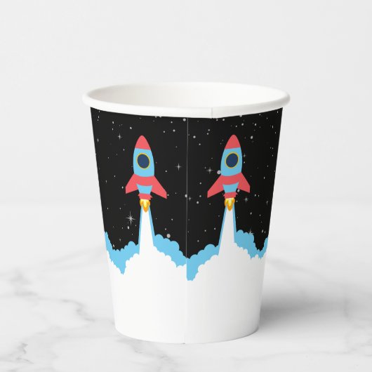 Raketenstart im Weltraum-Kindergeburtstag Pappbecher (Rechts)