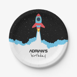 Raketenstart im Weltraum-Kindergeburtstag Pappteller