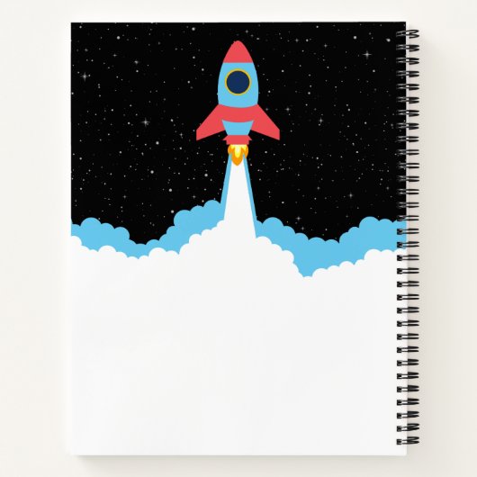Raketenstart im Weltraumskizzbuch Notizblock (Rückseite)