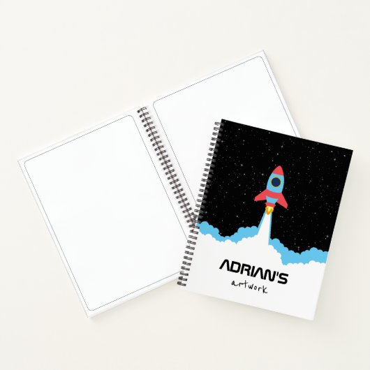 Raketenstart im Weltraumskizzbuch Notizblock (Innenseite)