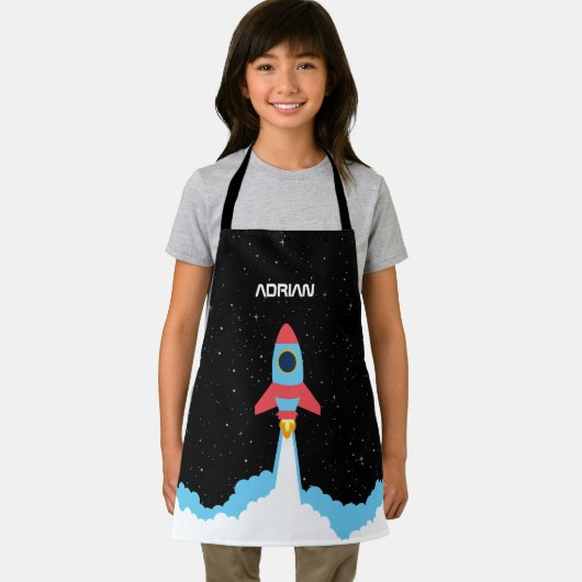 Raketenstart in Weltraumkindern Schürze (Insitu)