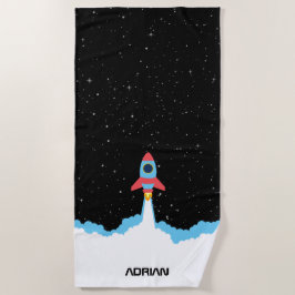 Raketenstart in Weltraumkindern Strandtuch