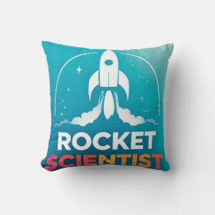 Raketenstart mit lebendigem Text Kissen