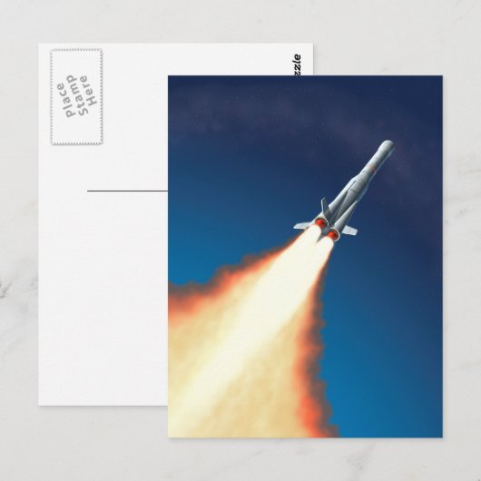 Raketenstart Postkarte (Vorne/Hinten)