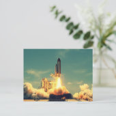 Raketenstart Postkarte (Stehend Vorderseite)