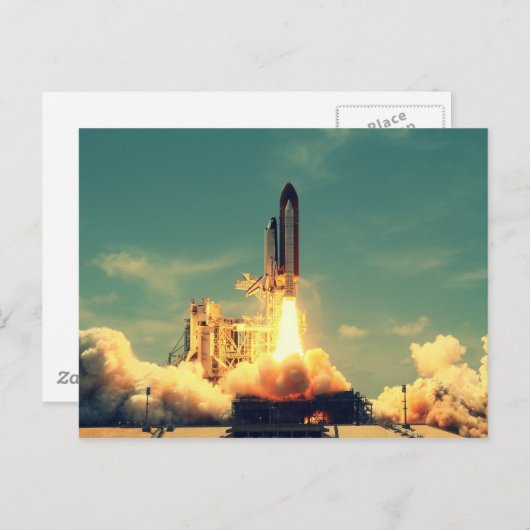 Raketenstart Postkarte (Vorne/Hinten)