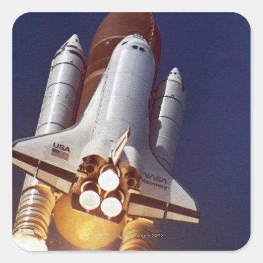 Raketenstart Quadratischer Aufkleber (Vorderseite)