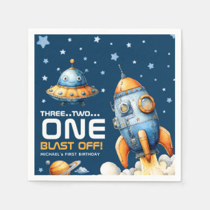 Raketenstart Weltraum Abschuss zum 1. Geburtstag Serviette