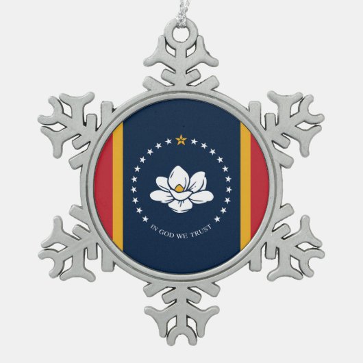 Raketenstütze neue Flagge usa vereinte Staaten Ame Schneeflocken Zinn-Ornament (Vorderseite)