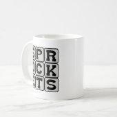Raketenteile, Teile eines Rades Kaffeetasse (Vorderseite Links)