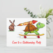 Raketentriebene Tortoise und Hare Einladung (Stehend Vorderseite)