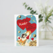 Raketenvalentine Feiertagspostkarte (Stehend Vorderseite)