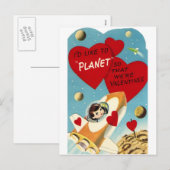 Raketenvalentine Feiertagspostkarte (Vorne/Hinten)