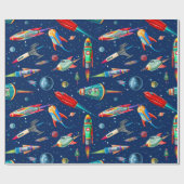 Raketenverkehr im Weltraum Geschenkpapier (Flach)