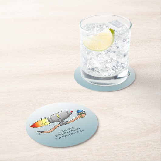 Raketenwurm Runder Pappuntersetzer (Vor Ort)