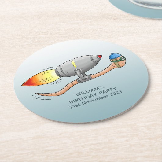 Raketenwurm Runder Pappuntersetzer (Angewinkelt)