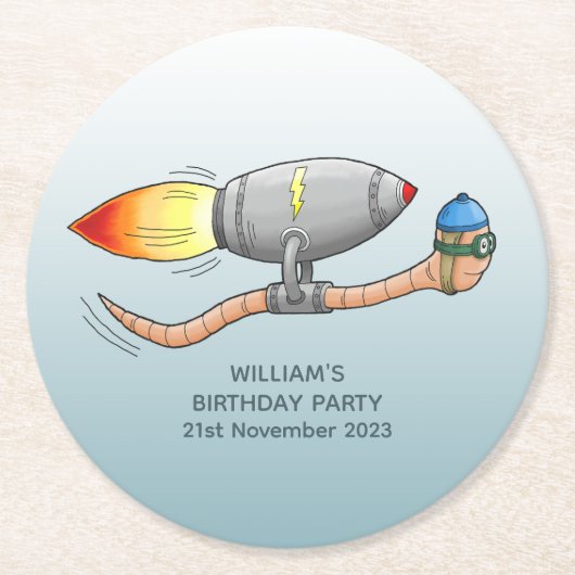 Raketenwurm Runder Pappuntersetzer (Vorderseite)