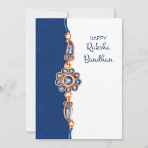 Raksha Bandhan Grußkarte in Blau und Weiß Karte