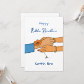 Raksha bandhan Karte mit Namen, Rakhi / Rakhri Kar (Vorderseite/Rückseite Beispiel)