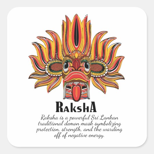 Raksha Mask Quadratischer Aufkleber (Vorderseite)