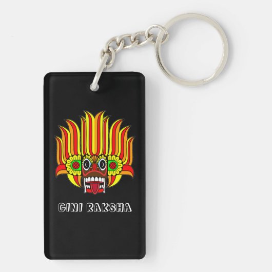 Raksha (Sri Lanka-Teufel / Yaka) DesignKeychain Schlüsselanhänger (Rückseite)