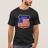 Raleigh America Wappenflagge Stadt Nordkorea T-Shirt (Vorderseite)