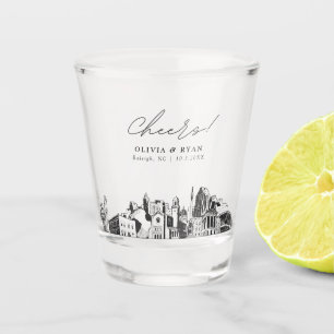Raleigh Gastgeschenk Hochzeit Personalisiert Cheer Schnapsglas