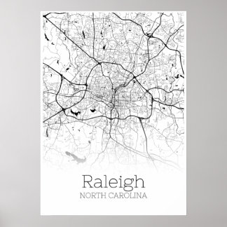 Raleigh Map - North Carolina - City Map Poster