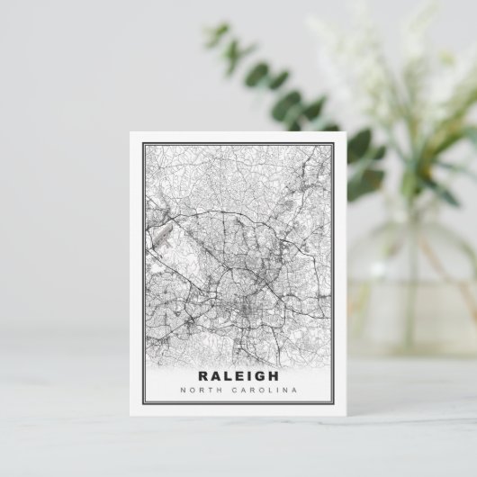 Raleigh Map Postkarte (Stehend Vorderseite)