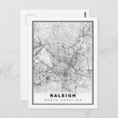 Raleigh Map Postkarte (Vorne/Hinten)