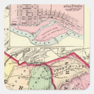 Raleigh, Mercer, Summers, Monroe Landkreises Quadratischer Aufkleber