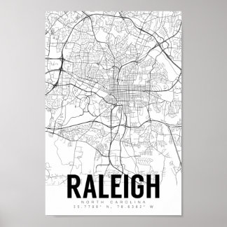 Raleigh NC Minimalistisch Map Art Poster
