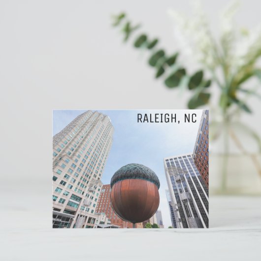 Raleigh North Carolina Acorn City Skyline Travel Postkarte (Stehend Vorderseite)