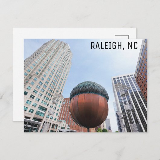 Raleigh North Carolina Acorn City Skyline Travel Postkarte (Vorne/Hinten)