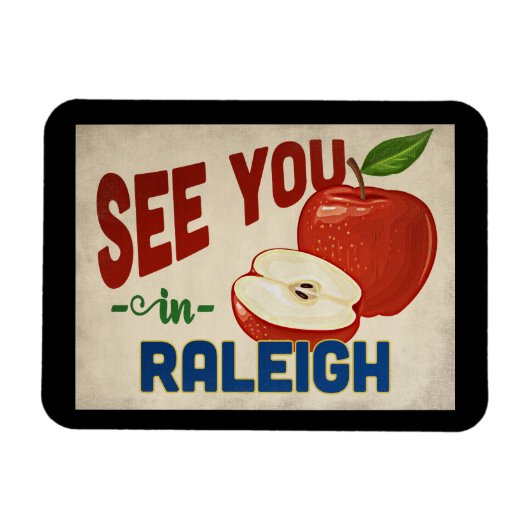 Raleigh North Carolina Apple - Vintage Travel Magnet (Horizontal)