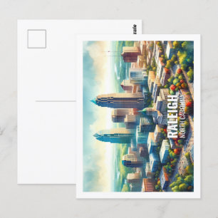 Raleigh North Carolina Berühmte Reise Aquarell Postkarte