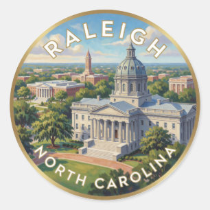 Raleigh North Carolina Capitol Reise Illustration Runder Aufkleber
