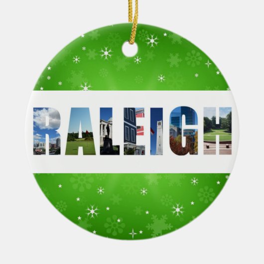 Raleigh North Carolina City Foto Weihnachten Keramik Ornament (Vorne)