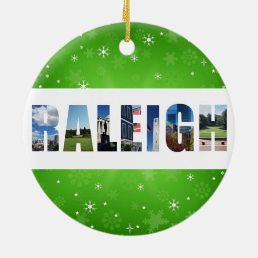 Raleigh North Carolina City Foto Weihnachten Keramik Ornament (Hinten)
