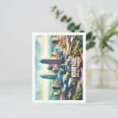 Raleigh North Carolina Famous Travel Water color Postkarte (Stehend Vorderseite)