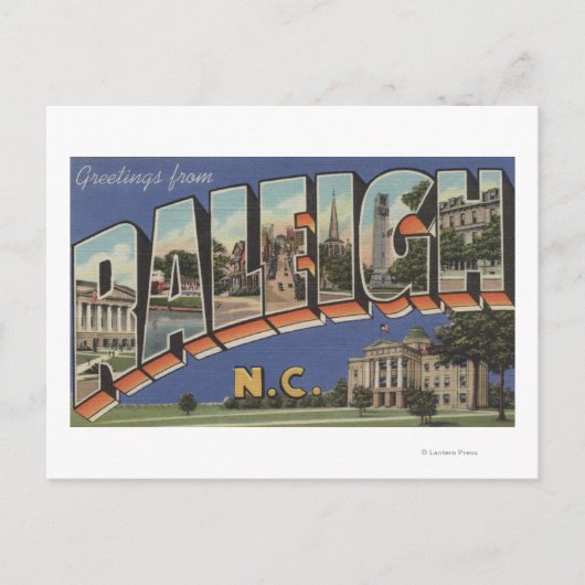 Raleigh, North Carolina - Große Briefszenen 2 Postkarte (Vorderseite)