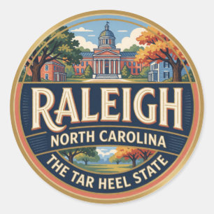Raleigh North Carolina Hauptstadt Südliche Reiseer Runder Aufkleber