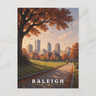 Raleigh North Carolina Herbst-Skyline Postkarte