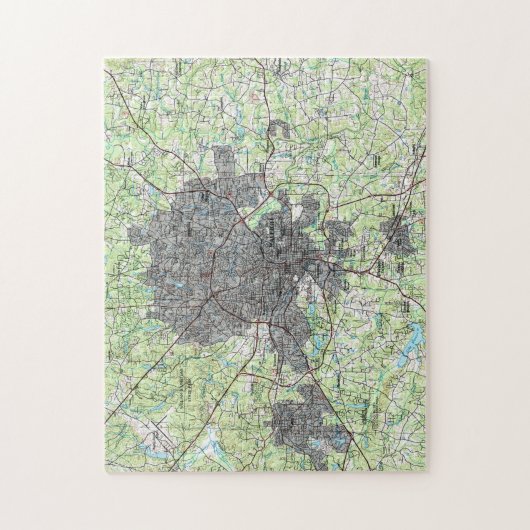 Raleigh-North Carolina Map (1990) Puzzle (Vertikal)