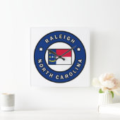 Raleigh North Carolina Quadratische Wanduhr (Zuhause)