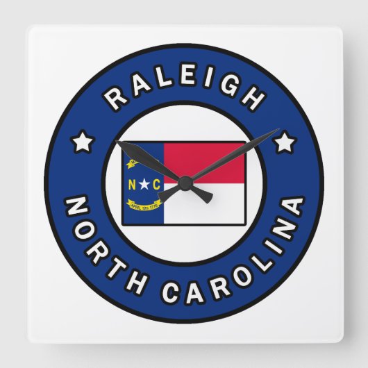 Raleigh North Carolina Quadratische Wanduhr (Vorderseite)