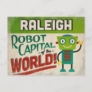 Raleigh North Carolina Robot - Funny Vintag Postkarte