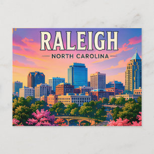 🌳 Raleigh North Carolina Skyline Ansichten Postkarte